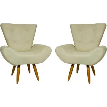 Imagem de Kit 2 Poltronas Decorativa Para Sala Recepção Manicure Consultório Escritório Emilia Suede