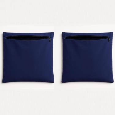 Imagem de Kit 2 Capa De Almofada 42cm Decorativa Suede Sofá Poltrona Azul Marinho