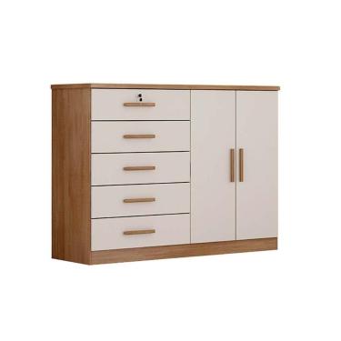 Imagem de Cômoda Casal Space C/ 2 Portas E 5 Gavetas Cumaru/fendi - Novo Horizonte