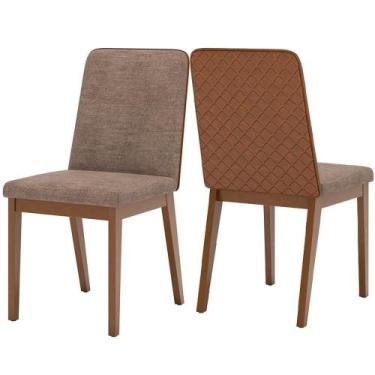 Imagem de Kit 2 Cadeiras Estofadas Pietra Corano Caramelo Suede Cacao Henn Coran