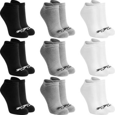 Imagem de Kit 9 Pares Meias Soquete Cano Curto Algodão Sport Academia - Flat Soc