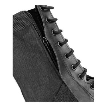 Imagem de Bota Coturno Militar Couro e Lona com Zíper Preto Tam 42 - Tractor