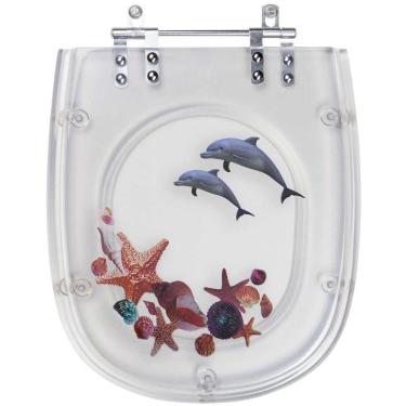 Imagem de Assento Sanitário Poliester Dona Beja Decorado Golfinho E Conchas Para Vaso Santa Clara