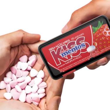 Imagem de Bala Mentos Kiss Morango Dispenser - Pack 9 Unidades 17,5g