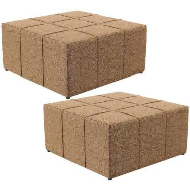 Imagem de Kit 02 Puffs Decorativo Para Sala De Estar Quadrado Milano 90X90Cm W01