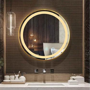 Imagem de Espelho de LED Jateado Redondo Premium 70x70 Cm com Fonte - Espelho To