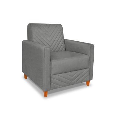 Imagem de Poltrona Camila Veludo Cinza Chumbo Pés De Madeira - Pallazio