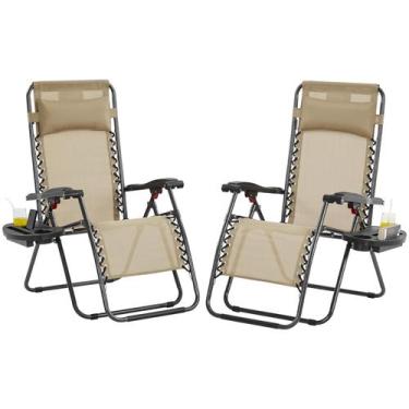 Imagem de Poltronas reclináveis ao ar livre Yaheetech Zero Gravity Beige, conjun