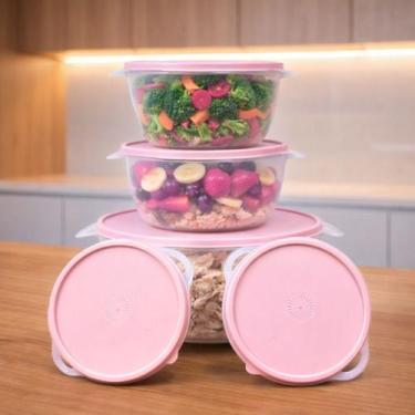 Imagem de Kit 5 Potes Transparente Plastico Redondos Bowl Livre Bpa - Casa Bella