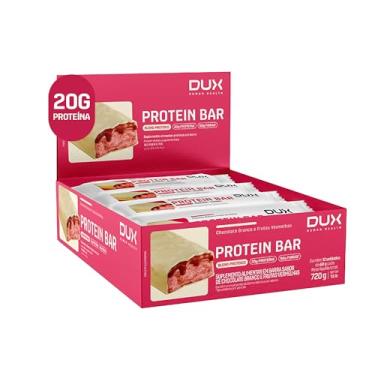 Imagem de DUX HUMAN HEALTH Protein Bar 12 Unidades Sabor Chocolate Branco e Frutas Vermelhas – Barra Proteica Sem Glúten e Sem Lactose, Fonte de Proteínas e Fibras