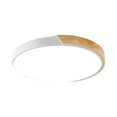 Imagem de Luminária De Teto LED Moderna Nórdica Circular De Madeira Para Quarto,