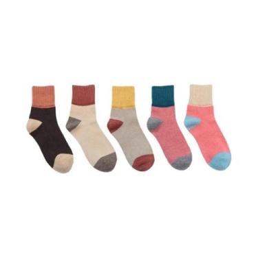 Imagem de Meias Femininas Vintage De Lã Com Retalhos, 1, 3 Ou 5 Pares, Modernas,