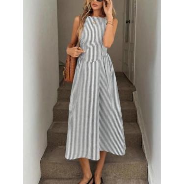 Imagem de Moda verão novo vestido casual de alta qualidade com listras verticais