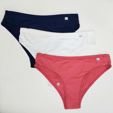 Imagem de Kit com 3 calcinhas biquini microfibra delcotton 51819 marinho/branco/amori
