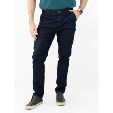 Imagem de Calça Masculina Jeans Escuro Slim Clássica Bolso Social Anticorpus-Masculino