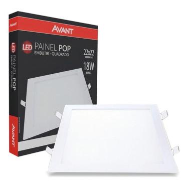 Imagem de Kit 10 Plafon De 18w 6500k Luz Branca Quadrado 22x22 Embutir