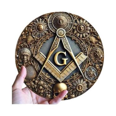 Imagem de Decoração De Parede Em Metal Com Símbolo Maçônico, Placa Durável Para 