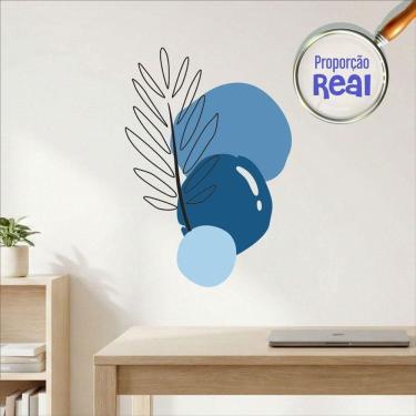 Imagem de Adesivo Floral Boho Azul Estilo Nórdico 50x35 Minimalista Mod.02