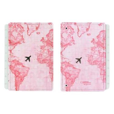 Imagem de Capa e Contracapa Caderno Inteligente A5 Mapa Mundi Rosa