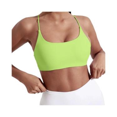 Imagem de Sutiã Esportivo Feminino De Cor Sólida Com Alças Cruzadas Para Yoga, F