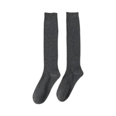 Imagem de Meias Femininas De Cano Alto Caneladas, Macias E Quentes, Para Uso Diá