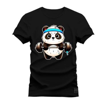 Imagem de Camiseta Plus Size Algodão Estampada Confortável Panda Fitness-Unissex