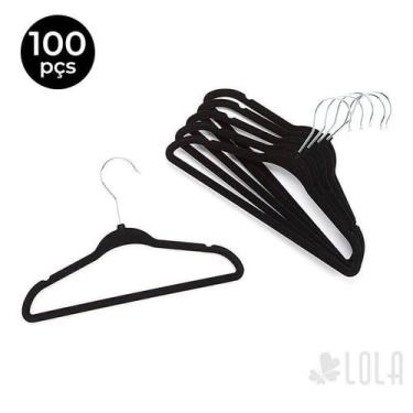 Imagem de Cabide de Veludo Infantil 30cm Preto - 100 pecas - LOLADECOR