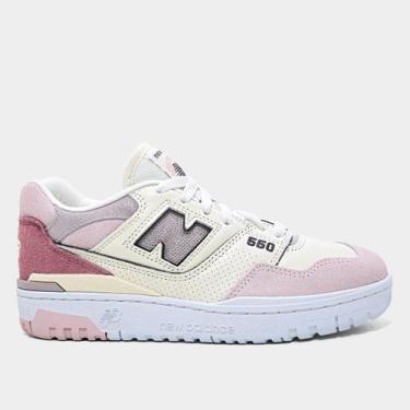 Imagem de Tênis New Balance 550 Feminino, Branco, Rosa claro, 36