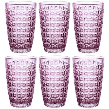 Imagem de Conjunto de Copos Chevalier para Bebidas em Vidro Prensado 355ML com 6 Peças Roxo l Her...