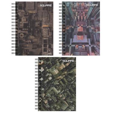 Imagem de Caderno Espiral Capa Dura Foroni Square 1 Matéria com 80 Folhas Pautadas Formato 200X275MM Cinza