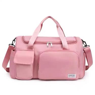 Imagem de Bolsa Mala para Viagem e Academia OEM em Poliéster 22x44x28 Rosa com Compartimento para Calçados Adulto