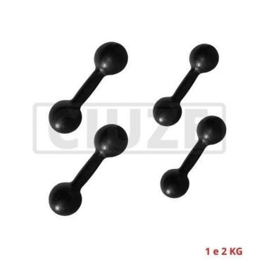 Imagem de Kit 4 Halteres Ferro Fundido Pares De 1kg E 2kg-Unissex