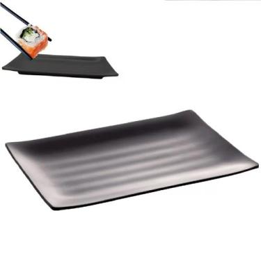 Imagem de Travessa Prato Oriental Preto Sushi em Melamina Tóquio 30x15cm - Lyor