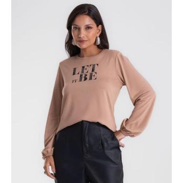Imagem de Blusa Feminina Manga Longa Bufante Endless Marrom, G, Marrom