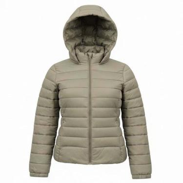 Imagem de Jaqueta Feminina Bobojaco Puffer Com Capuz Nylon De Frio COR:CREMETAMA