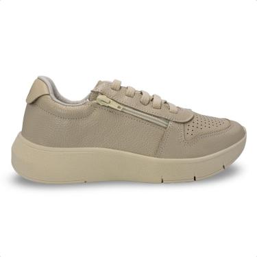 Imagem de Tênis Usaflex Feminino Couro Zíper Cadarço Elástico Casual AP11005-Feminino