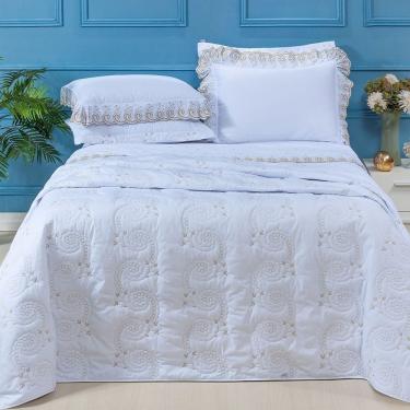 Imagem de Cobre Leito + Jogo De Cama 7 Peças Queen Percal 200 Fios Mistral 100% Algodão - Branco