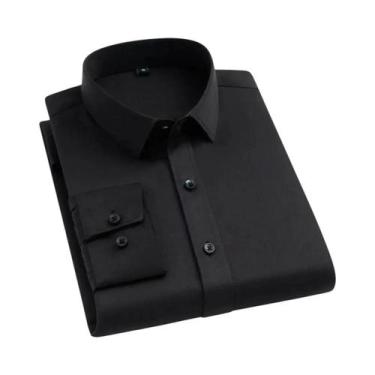Imagem de Camisa Social Masculina De Manga Longa Elástica 55-105KG, Não Amassa, 