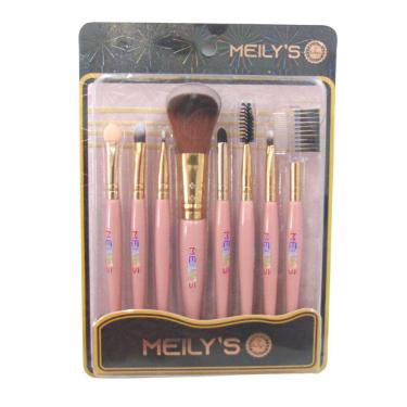 Imagem de Kit Pincel Para Maquiagem Meily`S Rosa Claro C/8 Mkp-146