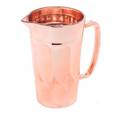 Imagem de Jarra 1 Litro De Vidro Metalizado Rosé Gold Curves Artesanal Para Suco
