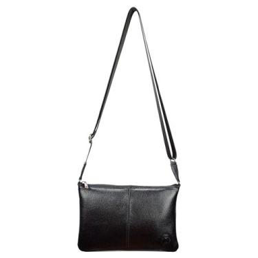 Imagem de Bolsa Feminina Transversal Pequena Couro Legítimo Madamix, Preto
