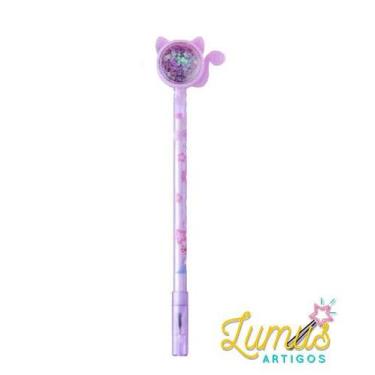 Imagem de Kit com 3 Caneta Esferográfica Gato Gatinho Cores:Lilás - Lumus