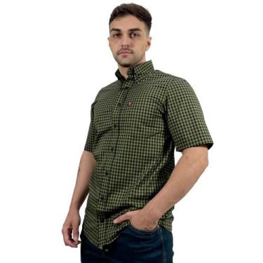 Imagem de Camisa Xadrez Manga Curta Os Vaqueiros Tradicional Country, Verde, M