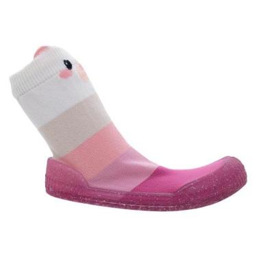Imagem de Meia com Sola Ursinha Infantil Menina Pimpolho 74303E Rosa, 21, Rosa