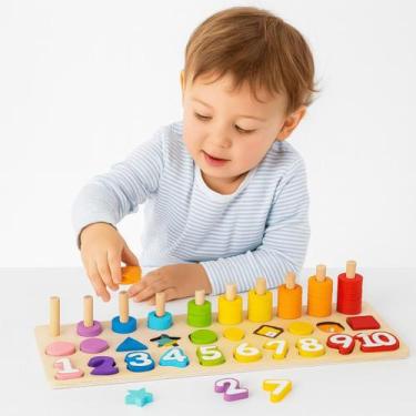 Imagem de Brinquedo Educativo de Madeira Números Formas Cores - Tooky Toy