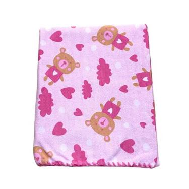 Imagem de Cobertor Manta Bebe Rosa Estampa Ursinha Tam 70cm  X 90 cm  - incomfra