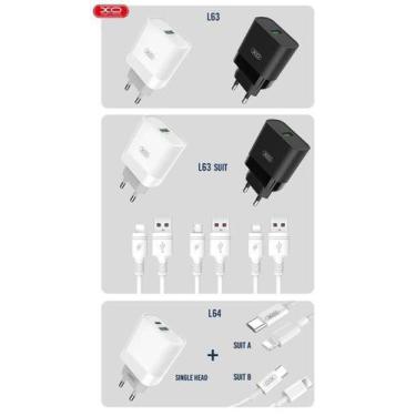 Imagem de Kit carregador turbo qc3.0 c/ cabo type-c xo-l63c