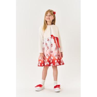 Imagem de Vestido Infantil Menina Com Casaqueto Vermelho Mundo Cinti, Vermelho, 