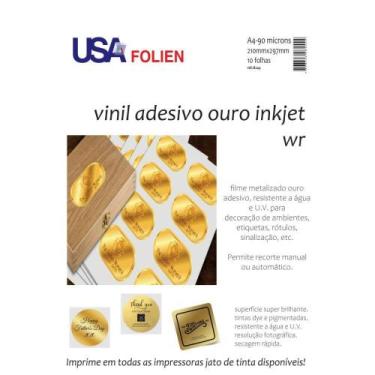 Imagem de Papel Fotografico INKJET A4 Vinil Ades.brilho Ouro PCT.C/10 - Usa Foli