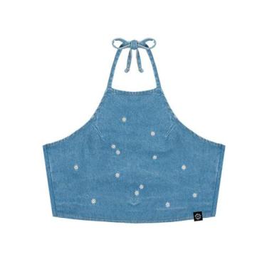 Imagem de Top Jeans Margaridas Alças Infantil Dway, 20, Jeans